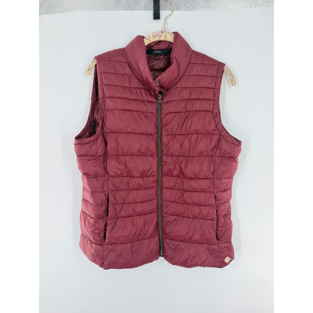 Vero Moda Soraya Short Waistcoat Puffer Vest Burgundy Wine Large
